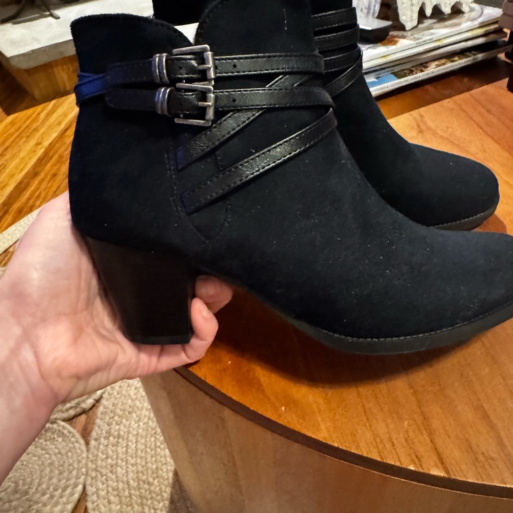 Life Stride FLEX Black Ankle Booties with Buckle Detail
